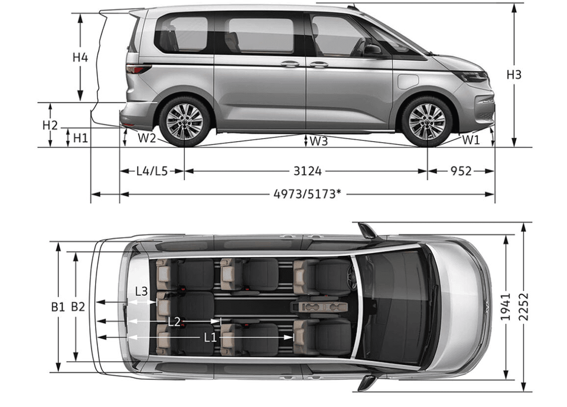 Volkswagen Multivan Šedá Indium Metalíza